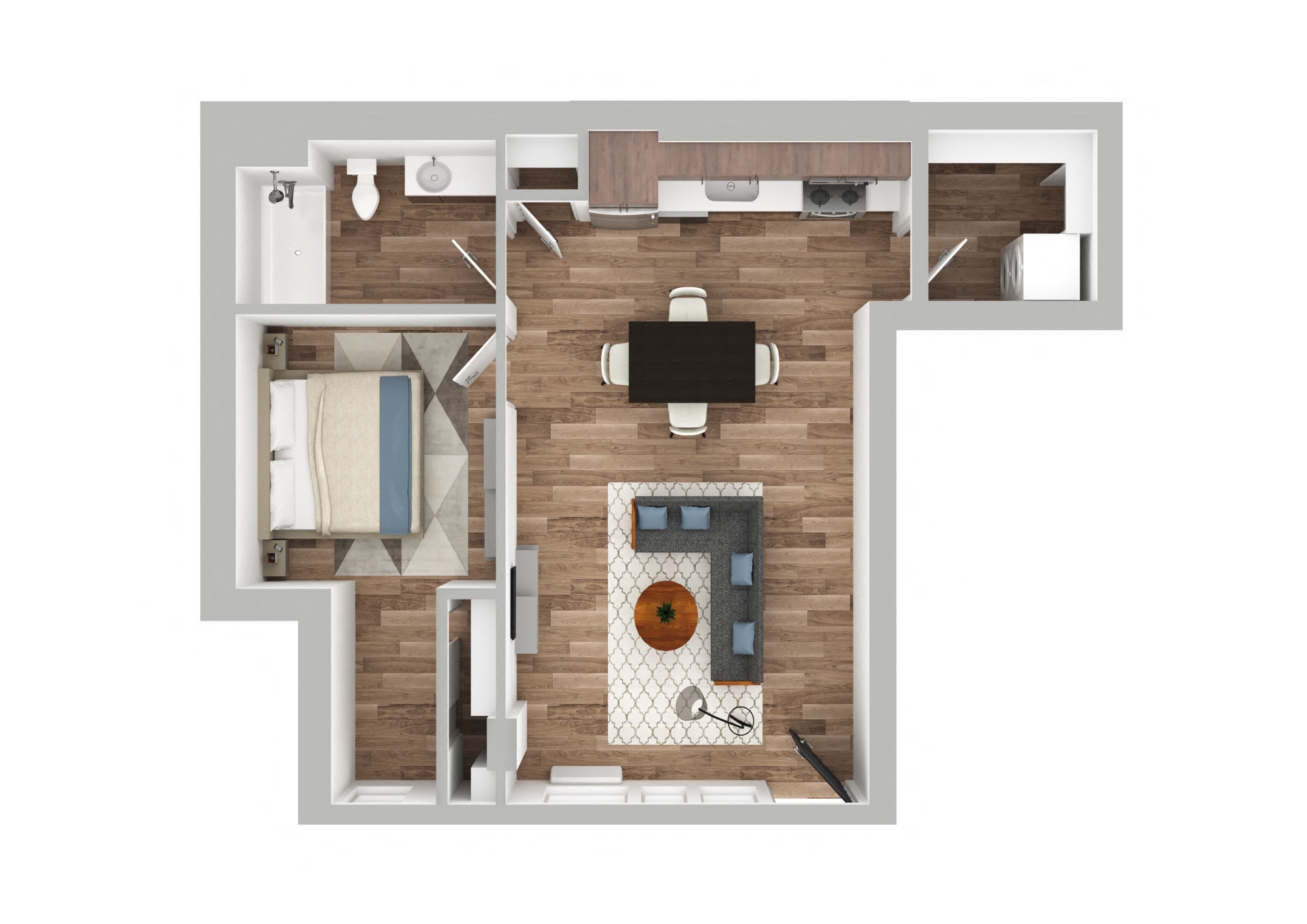 The Gabe Apartments in Portland, Oregon 1D Floor Plan